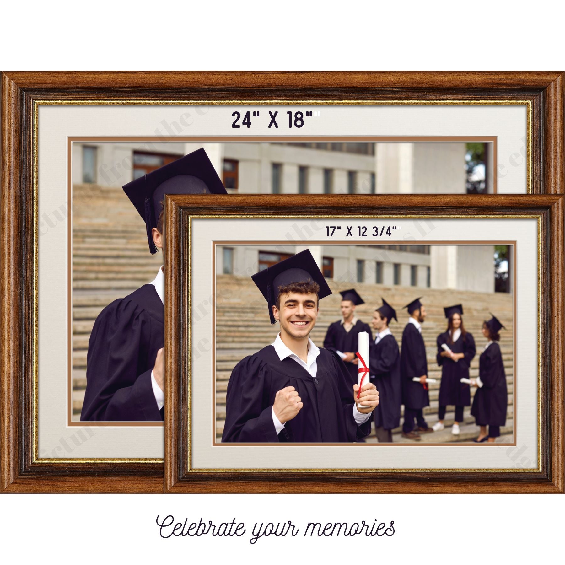 Custom Poster Brown Frame. Moveable and removeable. Celebrate your memories