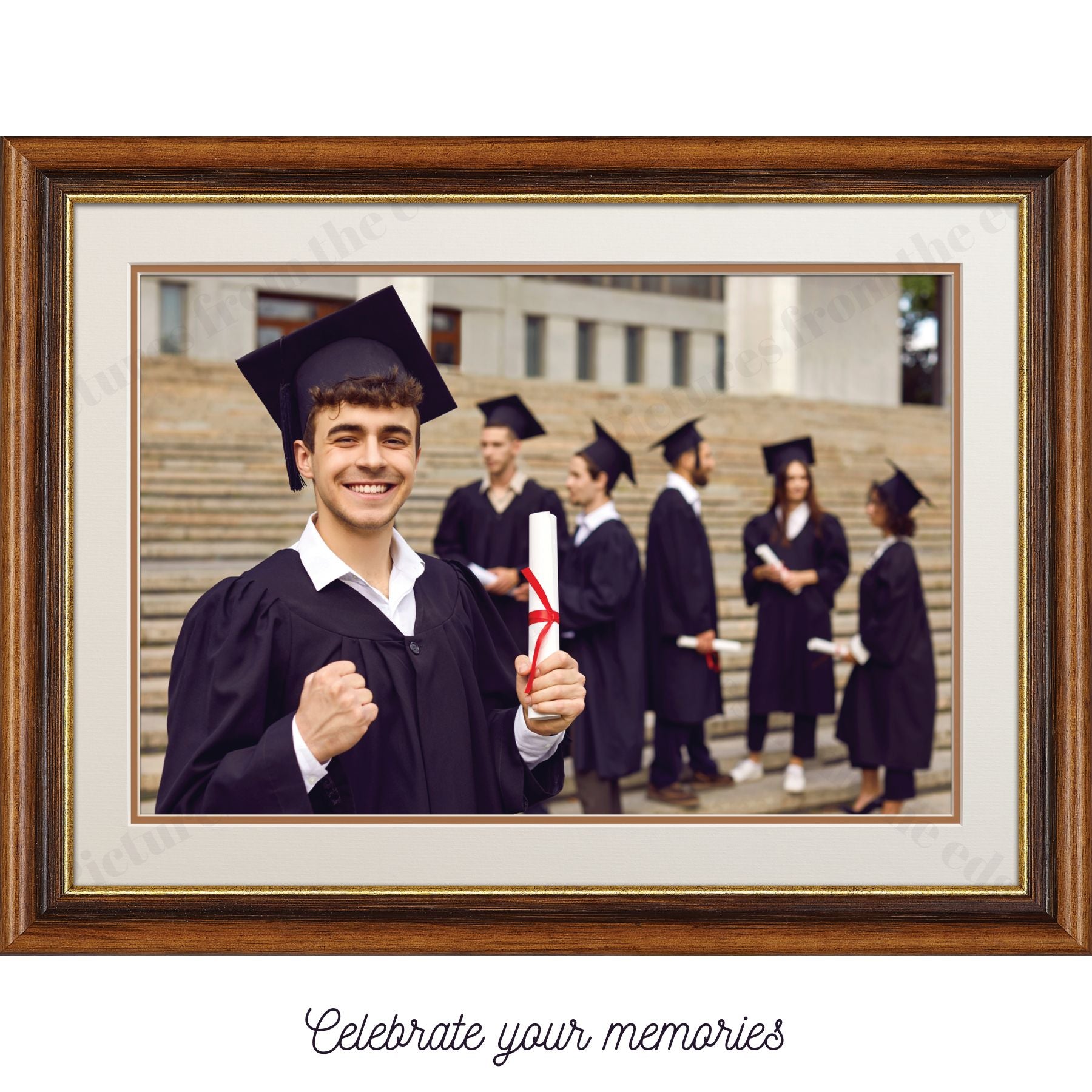 Custom Poster Brown Frame. Moveable and removeable. Celebrate your memories