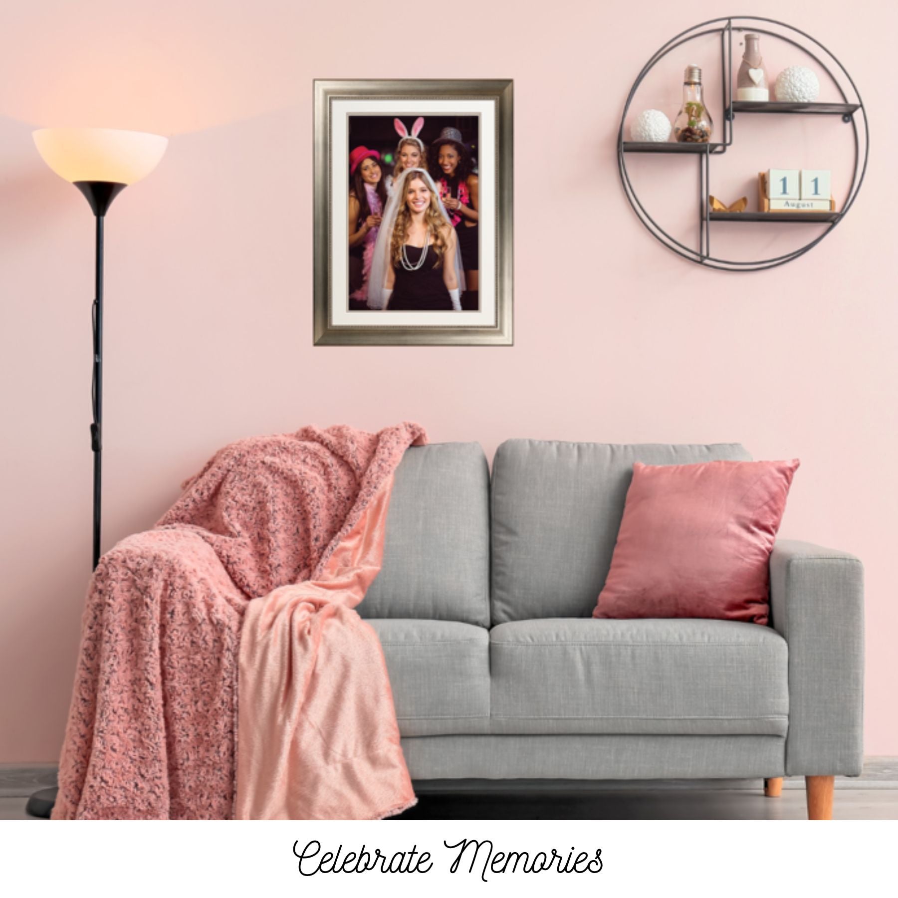 Custom Poster Silver Frame. Moveable and removeable. Celebrate Memories